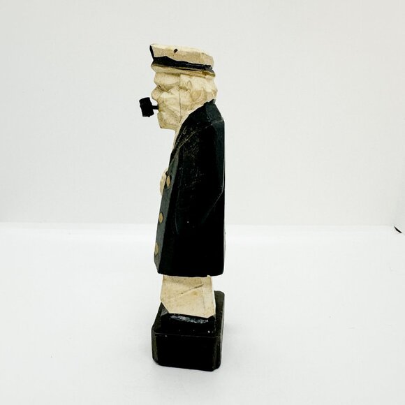 Vintage Carved Wood Sea Captain Fisherman Old Salt Peg Leg Folk Art Boat - Picture 3 of 6